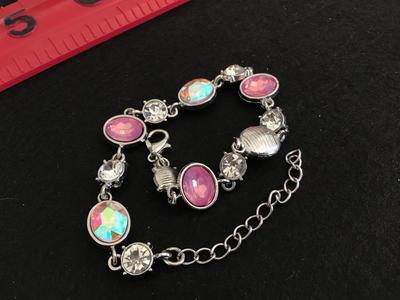 Pink And Clear Glass Bracelet