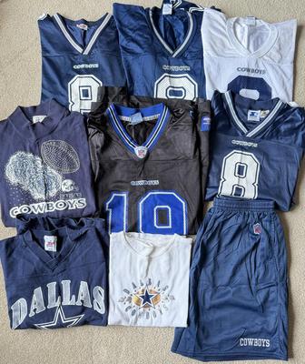LOT 199B: NFL Dallas Cowboys Clothing Collection: Bedazzled Shirts, Shorts & Jerseys