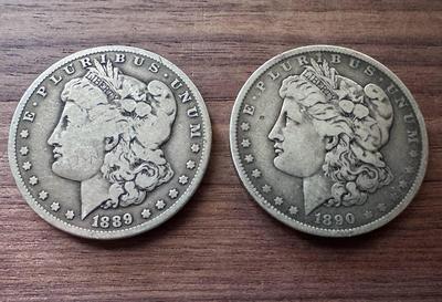 Morgan Silver Dollars (Lot of 2) 1889 1890