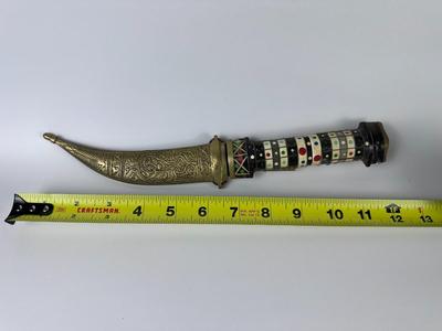Vintage Asian ceremonial curved knife with 6” blade