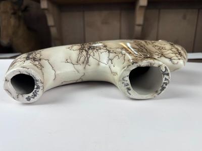 Navajo etched horsehair 12” bison pottery