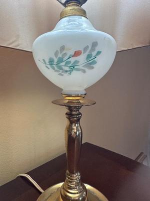 Hand Painted Milk Glass Lamp