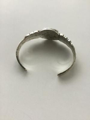 Silver tone blue stone type cuff bracelet