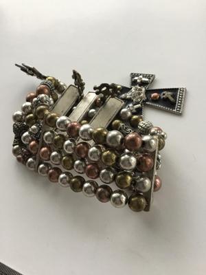 Beautiful cross charm beaded statement bracelet