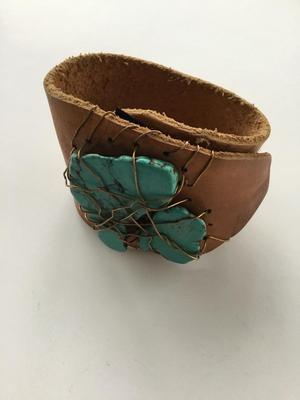 Beautiful leather type statement bracelet