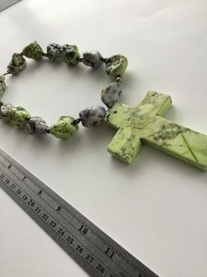 Lime turquoise howlite type statement cross necklace
