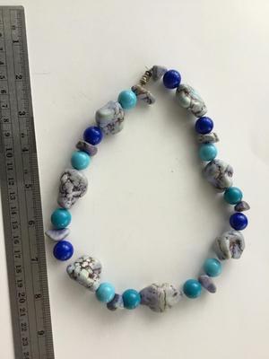 Beautiful vintage stone type nuggets beaded statement necklace