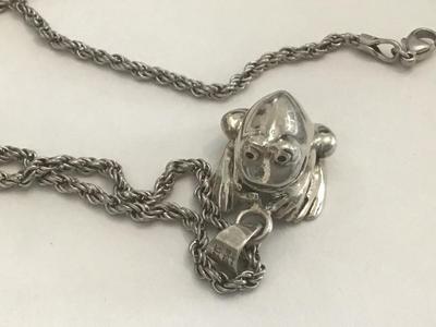 Heavy 925 Chain Large Sterling Silver Frog 29.28 Grams