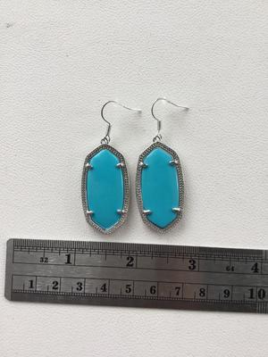 Silver tone blue fashion earrings
