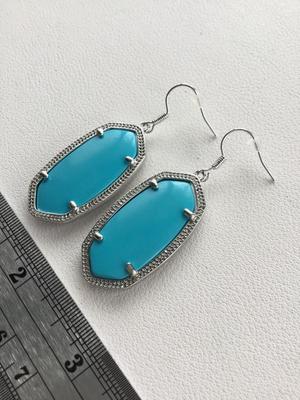 Silver tone blue fashion earrings