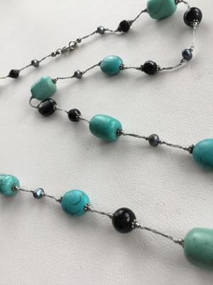 Beautiful stone type long beaded fashion necklace