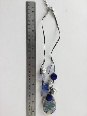 Blue Chicos marked statement necklace