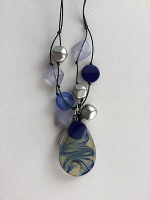 Blue Chicos marked statement necklace