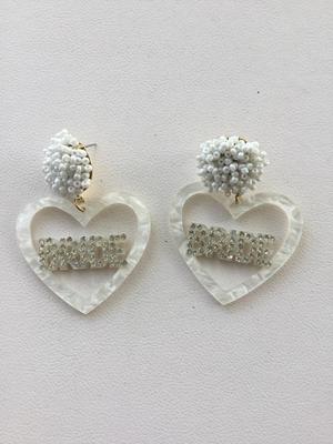 Bride heart statement earrings