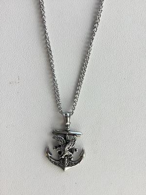 Stainless steel marked anchor necklace