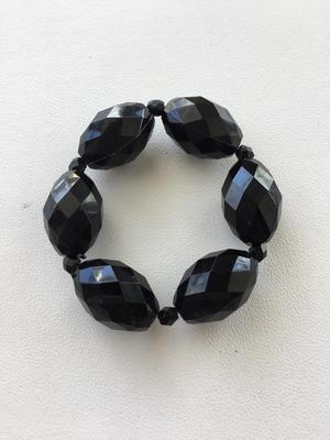 Black stretchy beaded statement bracelet