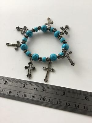 Beautiful blue howlite cross stretchy beaded bracelet
