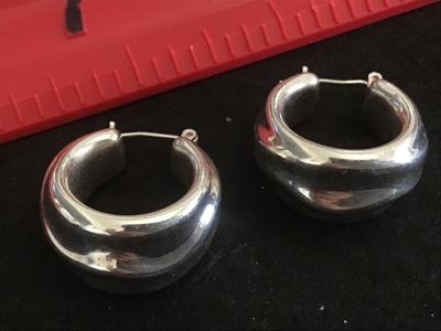 925 Hoop Earrings. Marked Silver