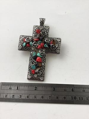 Beautiful vintage cross statement necklace pendant