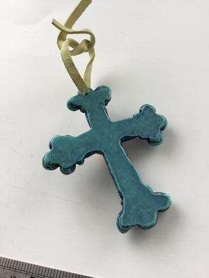Vintage colorful cross charm ornament