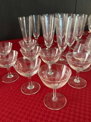 Set of 60 Vintage Etched Glasses - Bird Motif