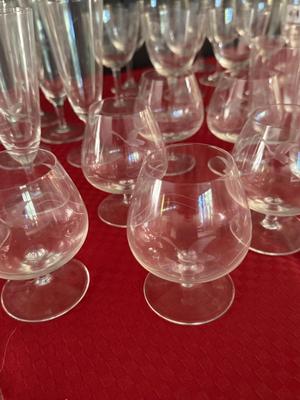 Set of 60 Vintage Etched Glasses - Bird Motif