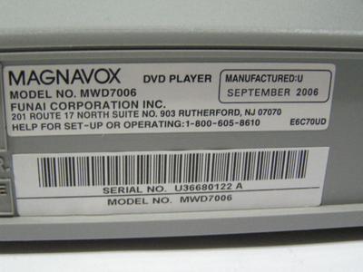 Magnavox DVD/CD Player w/Dolby Digital stereo. Tested OK.