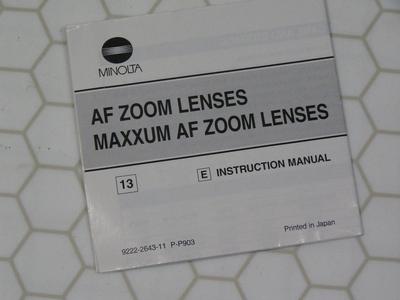 70-210mm AF zoom lens (35mm), Minolta Maxxum ɑlpha & SONY ɑlpha “A” mount