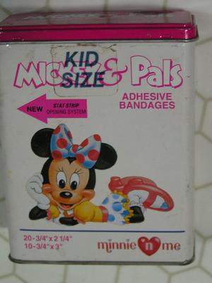 Disney – Minnie Mouse adhesive bandage tin, 4” tall. Nice.