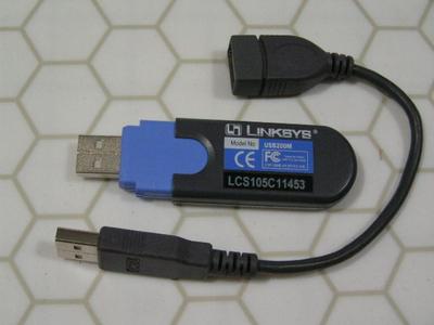 Linksys: USB adapter. Connects a PC, laptop, etc. to Ethernet wired network