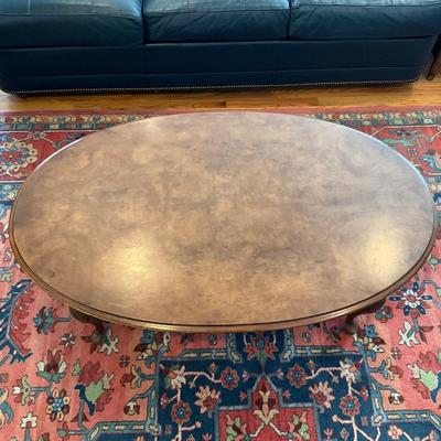 L1181 Drexel Burled wood Veneer Oval Coffee Table
