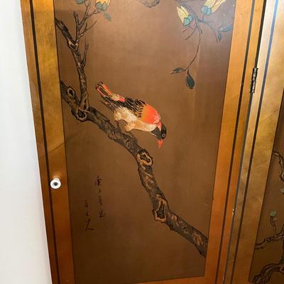 L1183 4-Panel Oriental Bird Screen