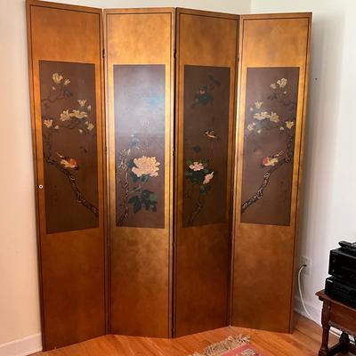 L1183 4-Panel Oriental Bird Screen