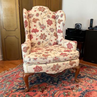 L1184 Custom Upholstered Floral Wingback Chair