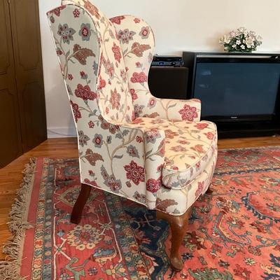 L1184 Custom Upholstered Floral Wingback Chair