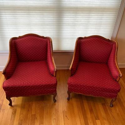 L1196 Pair of French Provincial Upholstered Arm Chairs