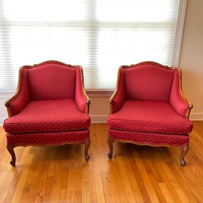 L1196 Pair of French Provincial Upholstered Arm Chairs