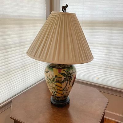 L1198 Porcelain Palm Tree Elephant Decorative Lamp
