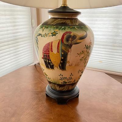 L1198 Porcelain Palm Tree Elephant Decorative Lamp