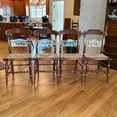 L1203 Set of 4 Hitchcock Limited Edition Morgan Horse Bicentennial Chairs