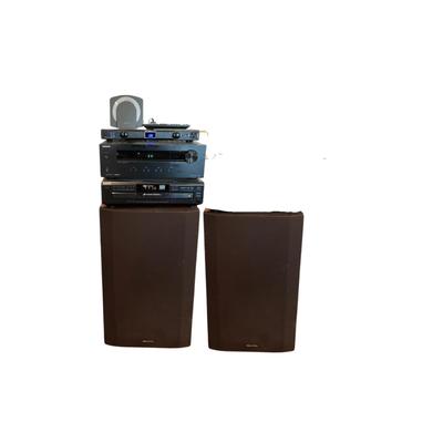 L1208 Pair of Realistic Speakers with Sony Disc Player, Onkyo Receiver, & Paramax Audio/Video Surge Protector