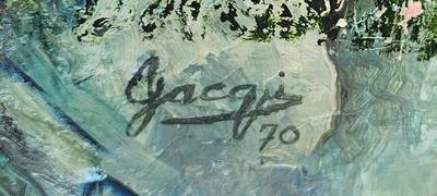 Painting of a young woman signed "Jacqui" 1970