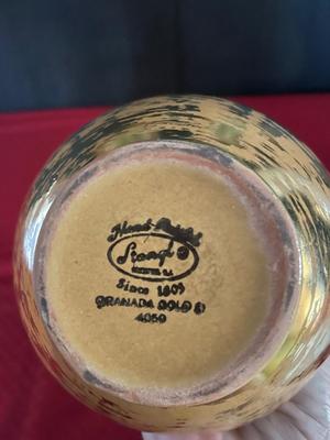 Stangl Pottery Vase Granada Gold 22K - 8 inch tall