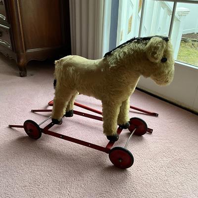 M1227 Antique Rare Chittern Push Along Donkey