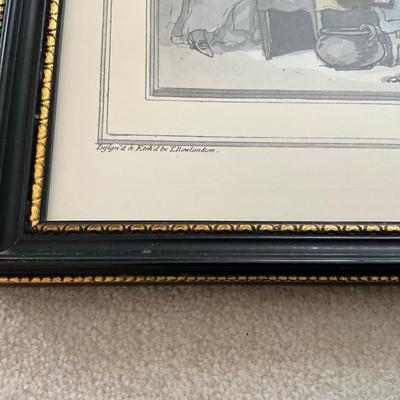 OBR1228 Pair of Antique Prints "Four O'Clock In Town" & "Four O'Clock In Country" by T. Rowlandson
