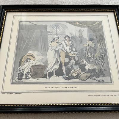 OBR1228 Pair of Antique Prints "Four O'Clock In Town" & "Four O'Clock In Country" by T. Rowlandson