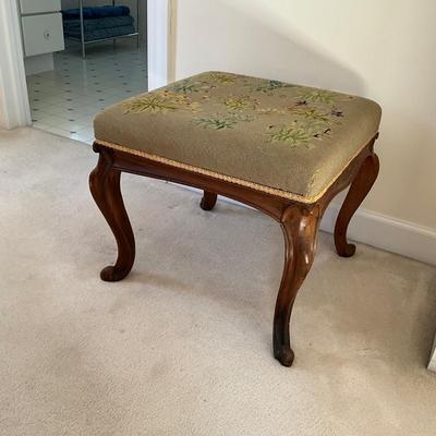 UBR1238 Antique Victorian Needlepoint Floral Stool