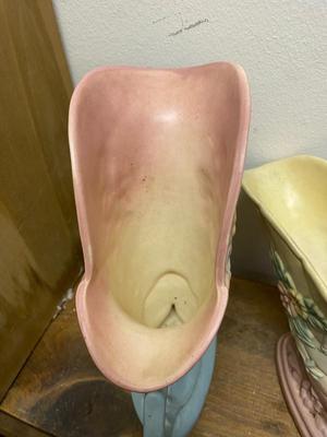 2 Hull Pottery Cornucopia flower vases