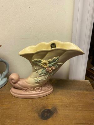 2 Hull Pottery Cornucopia flower vases