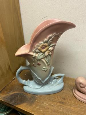 2 Hull Pottery Cornucopia flower vases